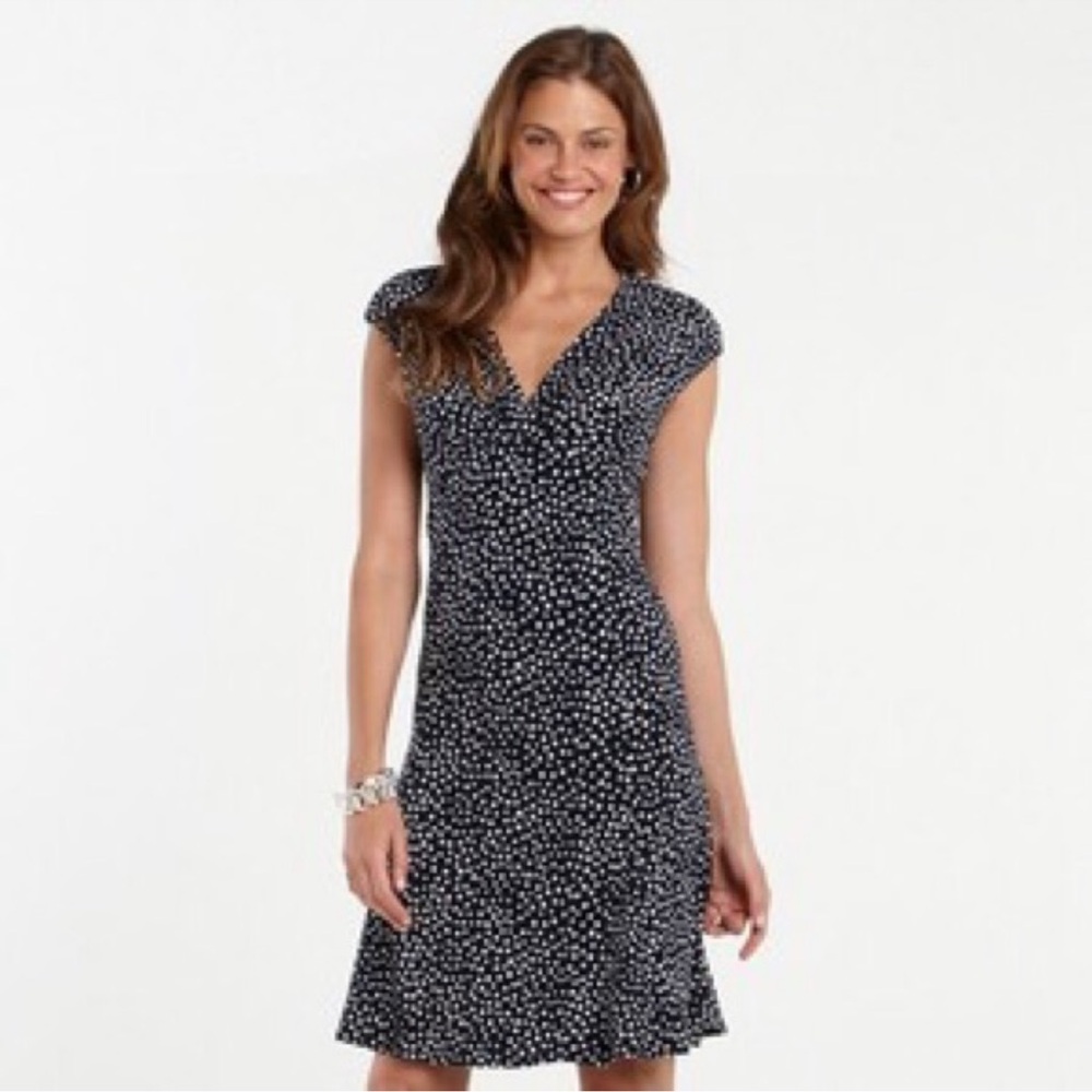 Chaps by Ralph Lauren polka dot knee length dress